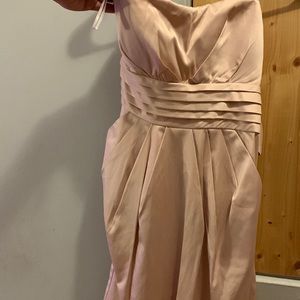 Strapless Mauve silk dress with tie and zipper in back